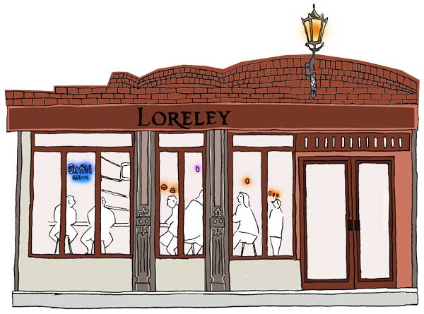 Loreley NYC storefront illustration
